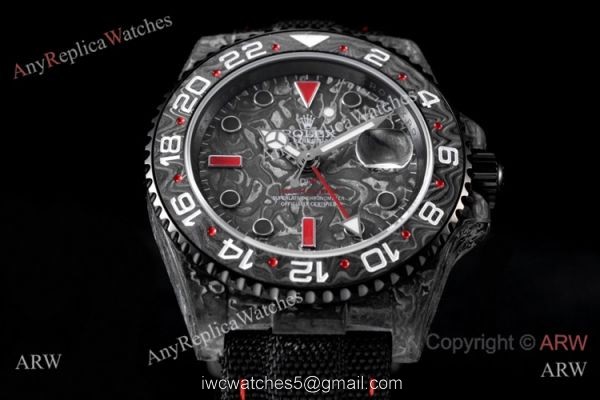 2021 New Rolex DiW Forged Carbon GMT-Master II Custom Wrist JH Factory Cal.3186 Red Version 2021 New Rolex DiW Forged Carbon GMT-Master II Custom Wrist JH Factory Cal.3186 Red Version
