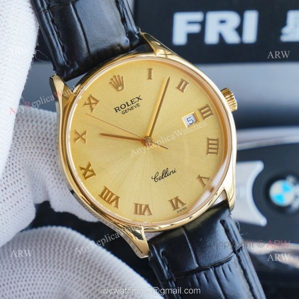 Gold Rolex Cellini White Dial With Roman Markers Swiss Replica Watches Gold Rolex Cellini White Dial With Roman Markers Swiss Replica Watches