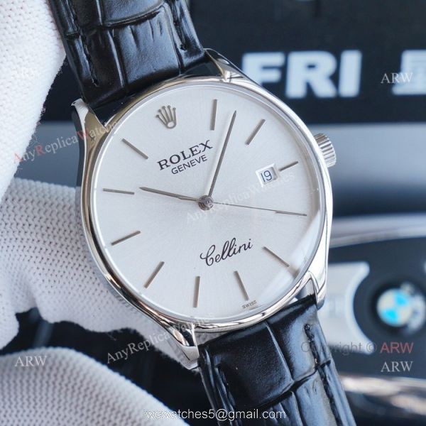 High Copy Vintage Rolex Cellini Stainless Steel Watch With A Brown Leather Strap High Copy Vintage Rolex Cellini Stainless Steel Watch With A Brown Leather Strap