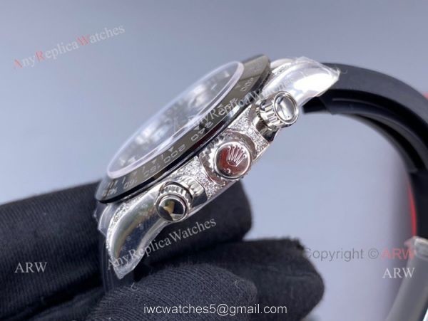 Pre-Sale Noob Factory Rolex Daytona Grey Dial Rubber Strap Swiss 4130 Watch with diamonds on the lugs Pre-Sale Noob Factory Rolex Daytona Grey Dial Rubber Strap Swiss 4130 Watch with diamonds on the lugs