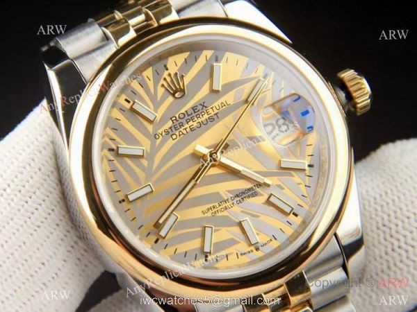 2021 New Rolex Datejust Gold Palm dial Domed bezel Gold Jubilee Watch 2021 New Rolex Datejust Gold Palm dial Domed bezel Gold Jubilee Watch