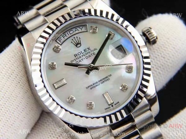 Best Replica Rolex Day-date 36 White MOP Silver President Watch Best Replica Rolex Day-date 36 White MOP Silver President Watch