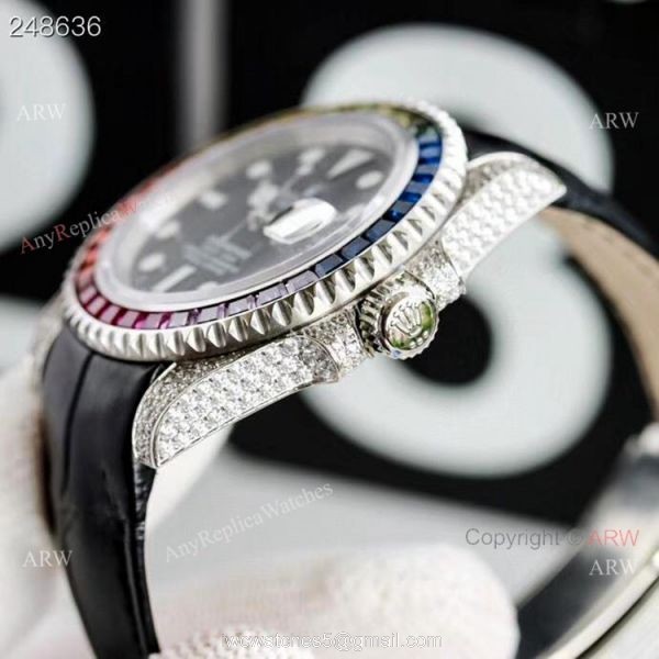 New Rolex Submariner Black Dial Rainbow Bezel Asia 2824 Replica Watches 40mm New Rolex Submariner Black Dial Rainbow Bezel Asia 2824 Replica Watches 40mm