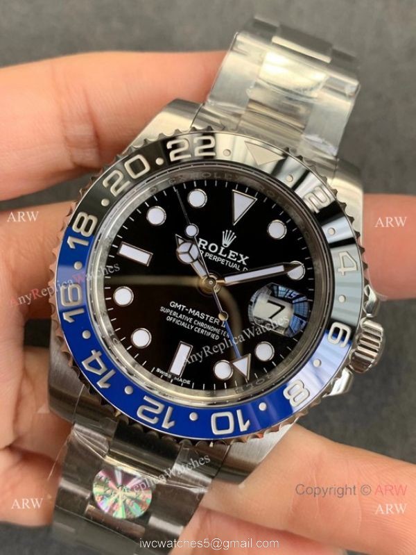 AR Swiss 3186 Rolex GMT-Master II Batman 904L Stainless Steel Watch AR Swiss 3186 Rolex GMT-Master II Batman 904L Stainless Steel Watch