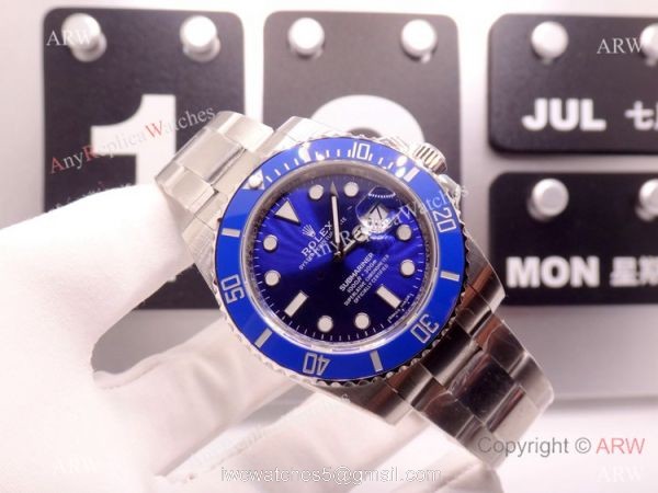 EW Swiss 3255 Rolex Smurf Submarimer Replica Watch Blue Ceramic Bezel EW Swiss 3255 Rolex Smurf Submarimer Replica Watch Blue Ceramic Bezel
