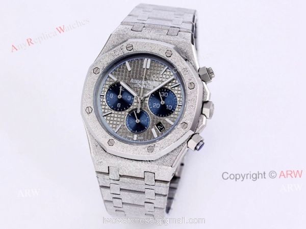 New Audemars Piguet Royal Oak Frosted Gold Chronograph Watch 41mm Black Dial Stainless Steel Bracelet Replica New Audemars Piguet Royal Oak Frosted Gold Chronograph Watch 41mm Black Dial Stainless Steel Bracelet Replica