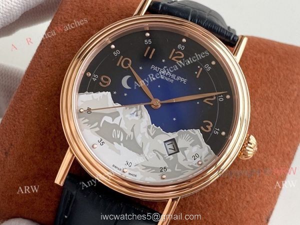 Swiss Grade Patek Philippe Classic Watch Mens Blue Dial Rose Gold Replica Watch 40mm Swiss Grade Patek Philippe Classic Watch Mens Blue Dial Rose Gold Replica Watch 40mm