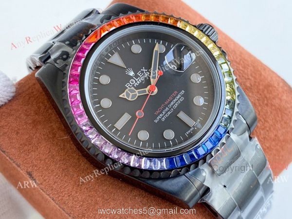 Swiss Grade High End Replica Roex Blaken Yacht Master 40mm All Black Rainbow Watch Swiss Grade High End Replica Roex Blaken Yacht Master 40mm All Black Rainbow Watch