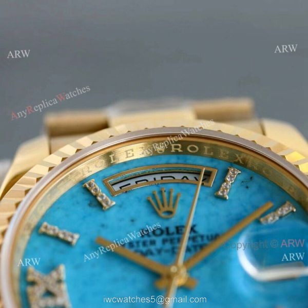 New Yellow Gold Rolex Day Date 36mm Turquoise Roman Dial M128238-0071 Replica Watch New Yellow Gold Rolex Day Date 36mm Turquoise Roman Dial M128238-0071 Replica Watch