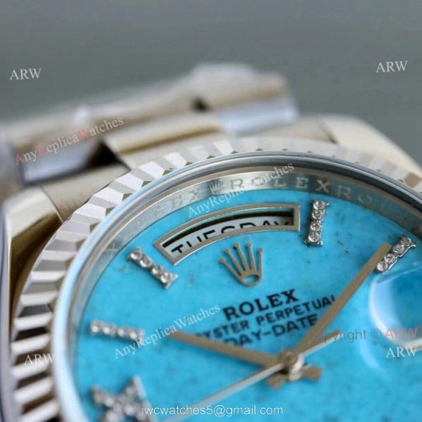 New Rolex Day Date Turquoise Roman Dial M128238 Stainless Steel Copy Watch 36mm New Rolex Day Date Turquoise Roman Dial M128238 Stainless Steel Copy Watch 36mm