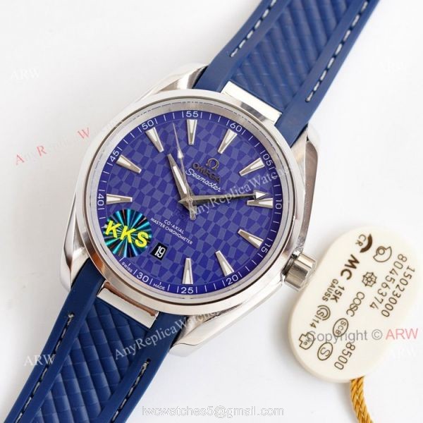 New Omega Aqua Terra 150m Blue Dial With Blue Rubber Band Swiss Replica Watch 41 New Omega Aqua Terra 150m Blue Dial With Blue Rubber Band Swiss Replica Watch 41