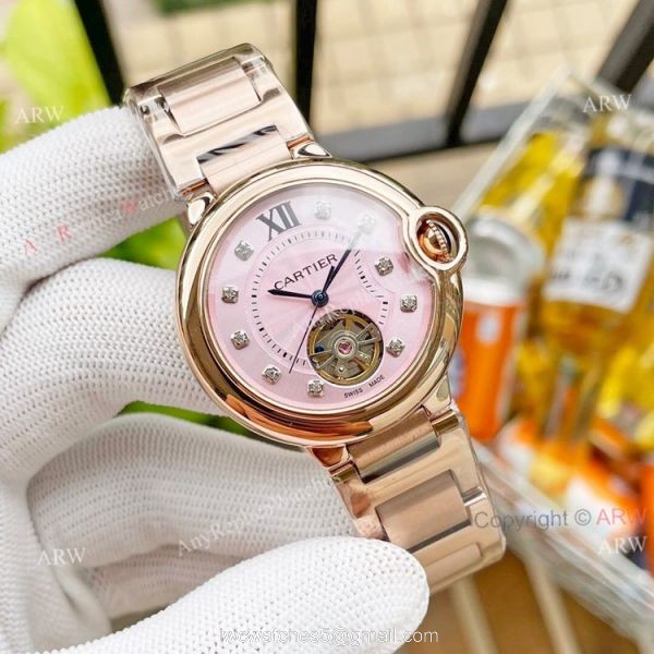 Replica Ladies Cartier Ballon Bleu 36mm With Diamonds Tourbillon Watch Pink Face Replica Ladies Cartier Ballon Bleu 36mm With Diamonds Tourbillon Watch Pink Face