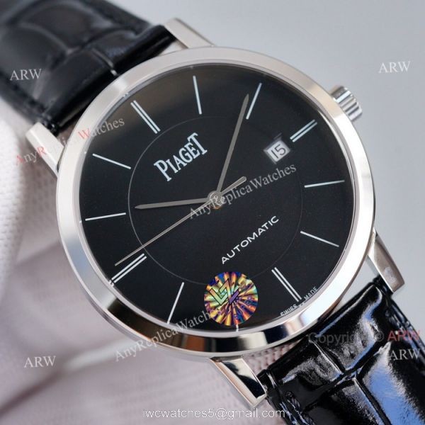 Asia 2824 Piaget Altiplano Black Dial Black Leather Strap Knockoff Watch With Diamond Bezel Asia 2824 Piaget Altiplano Black Dial Black Leather Strap Knockoff Watch With Diamond Bezel