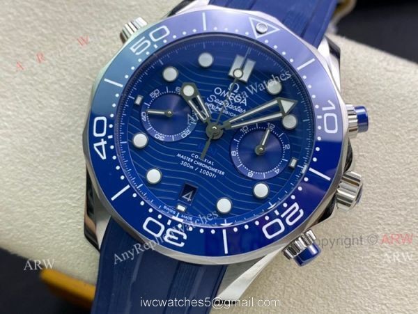 OMF Omega Seamaster Diver 300m Rubber Strap Blue Dial Swiss Replica Watches 44mm OMF Omega Seamaster Diver 300m Rubber Strap Blue Dial Swiss Replica Watches 44mm