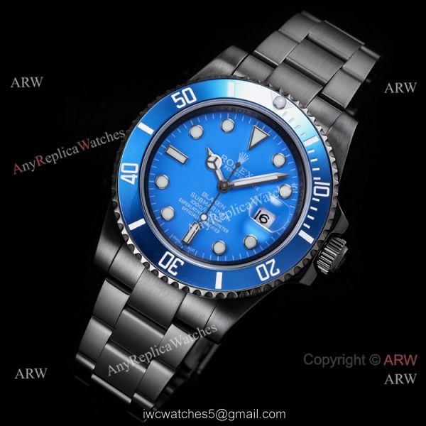 2021! Super Clone Rolex Blaken Submariner Watch Cal.2824 Movement DLC Steel Blue Bezel Blue Dial 2021! Super Clone Rolex Blaken Submariner Watch Cal.2824 Movement DLC Steel Blue Bezel Blue Dial