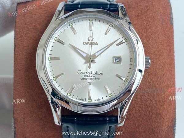 Copy Omega Constellation Green Dial Stainless Steel Brown Leather Strap Men Watch Copy Omega Constellation Green Dial Stainless Steel Brown Leather Strap Men Watch