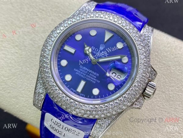 Swiss Quality Rolex Submariner Limited Edition Blue Version Watch Iced Out Case Swiss Quality Rolex Submariner Limited Edition Blue Version Watch Iced Out Case