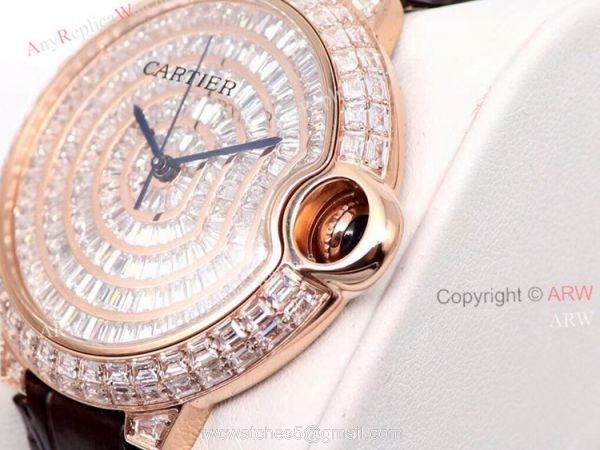 Replica Cartier Ballon Bleu 42mm Leather Strap Rose Gold Watch With Diamonds Replica Cartier Ballon Bleu 42mm Leather Strap Rose Gold Watch With Diamonds