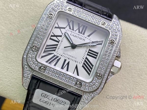 Swiss Quality Iced Out Cartier Santos De Watch Sapphire Crystal Swiss Quality Iced Out Cartier Santos De Watch Sapphire Crystal