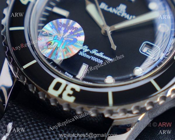 JH Blancpain Fifty Fathoms Swiss Watch Black Dial Black Bezel JH Blancpain Fifty Fathoms Swiss Watch Black Dial Black Bezel