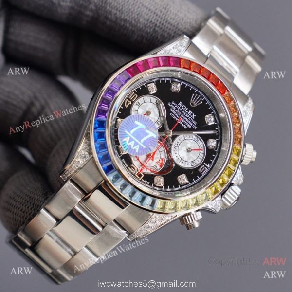 Swiss Quality Copy Rolex Daytona Rainbow Watch 40mm Stainless Steel Swiss Quality Copy Rolex Daytona Rainbow Watch 40mm Stainless Steel
