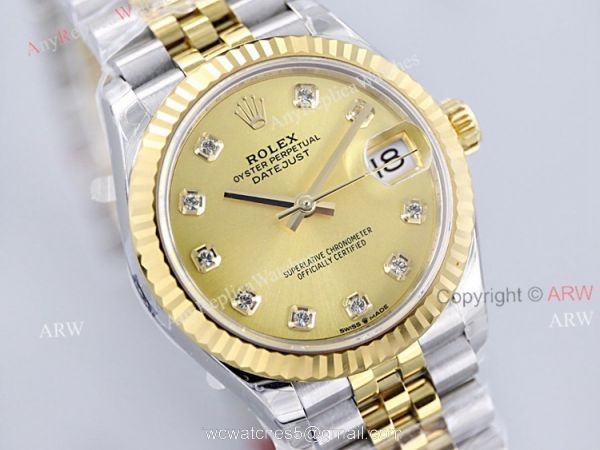 EW Factory Rolex Datejust 31mm Gold Dial With Diamond Markers Jubilee Watch Superclone EW Factory Rolex Datejust 31mm Gold Dial With Diamond Markers Jubilee Watch Superclone
