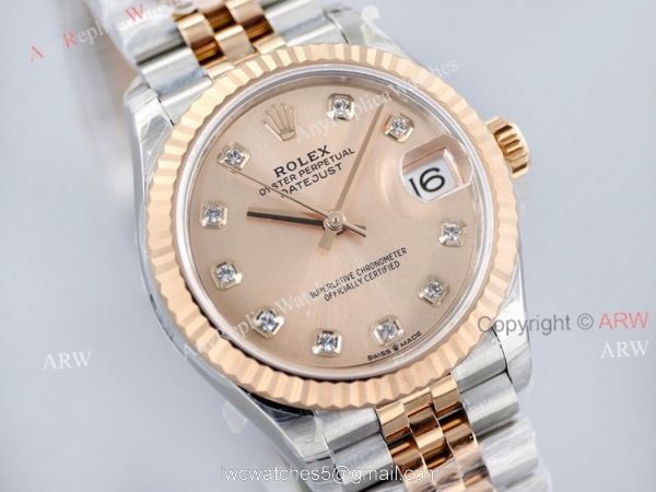1:1 EW Factory Rolex Datejust 31 Rose Gold Dial With Diamonds Swiss Clone Watches 1:1 EW Factory Rolex Datejust 31 Rose Gold Dial With Diamonds Swiss Clone Watches