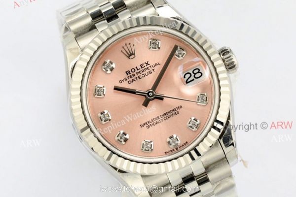 EWF Rolex Oyster Perpetual Datejust 31 Pink Face with diamonds Swiss Super Clone Watch EWF Rolex Oyster Perpetual Datejust 31 Pink Face with diamonds Swiss Super Clone Watch