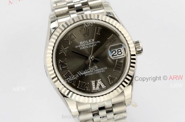 New Rolex Oyster Perpetual Datejust Grey Face With Diamond VI Roman Numerals Best Copy Watch New Rolex Oyster Perpetual Datejust Grey Face With Diamond VI Roman Numerals Best Copy Watch