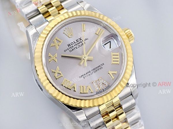 EWF Replica Rolex Datejust Two Tone Jubilee Watch Grey Dial With Diamonds VI Markers EWF Replica Rolex Datejust Two Tone Jubilee Watch Grey Dial With Diamonds VI Markers