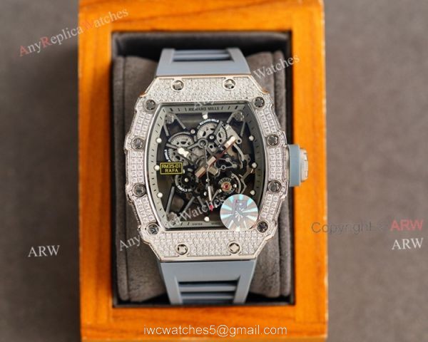 (RM Factory) Clone Richard Mille RM035-01 Orange Rubber Strap Knockoff Watch With Diamonds (RM Factory) Clone Richard Mille RM035-01 Orange Rubber Strap Knockoff Watch With Diamonds