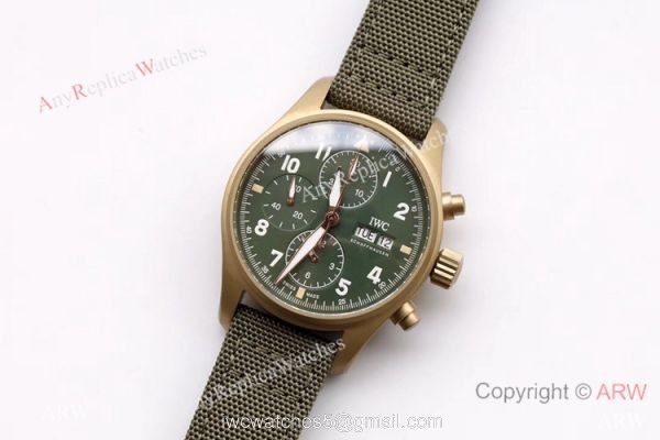 ZF Factory IWC Pilots 7750 Chronograph Spitfire Bronze Military Green Watch ZF Factory IWC Pilots 7750 Chronograph Spitfire Bronze Military Green Watch