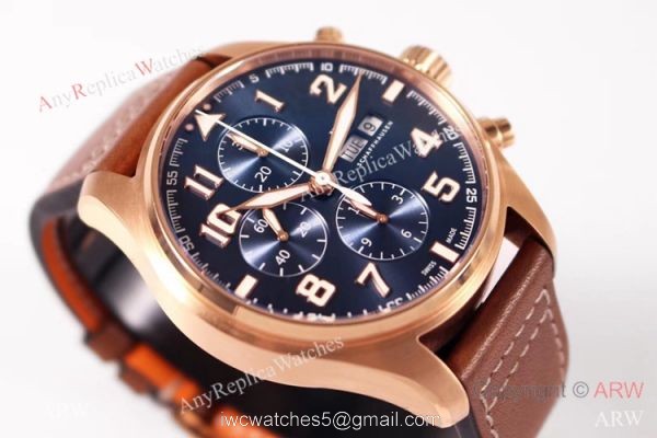 ZF Factory V2 IWC Pilots Chronograph IWC3777 Rose Gold Case Bucherer Blue Dial ZF Factory V2 IWC Pilots Chronograph IWC3777 Rose Gold Case Bucherer Blue Dial