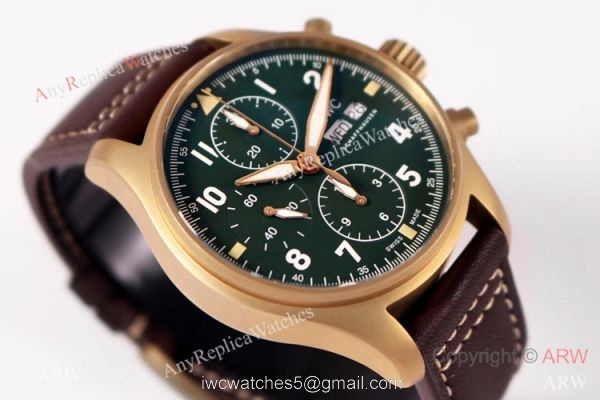ZF Factory V2 IWC Pilots Chronograph IWC3777 Bronze Case Military Green Dial ZF Factory V2 IWC Pilots Chronograph IWC3777 Bronze Case Military Green Dial