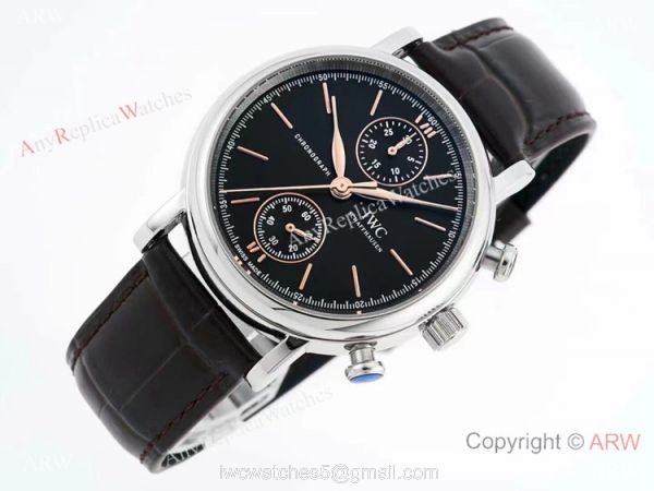Swiss Replica IWC Portofino 7750 Chronograph 39mm Watch Black Swiss Replica IWC Portofino 7750 Chronograph 39mm Watch Black