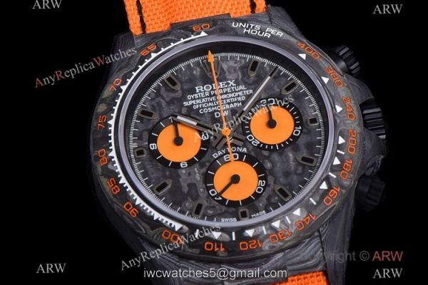 NEW! TW Super Clone Rolex DIW Daytona 7750 Watch 40mm Carbon Orange Fabric Leather Strap NEW! TW Super Clone Rolex DIW Daytona 7750 Watch 40mm Carbon Orange Fabric Leather Strap