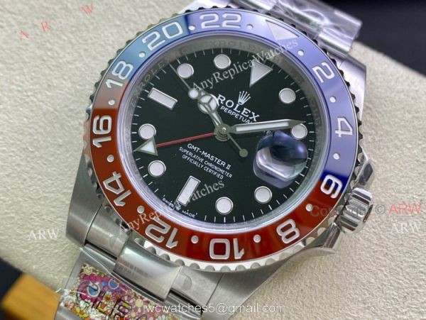 Clean Factory Super Clone Rolex Gmt Master ii Pepsi 3186 Movement Black Dial Watch Clean Factory Super Clone Rolex Gmt Master ii Pepsi 3186 Movement Black Dial Watch