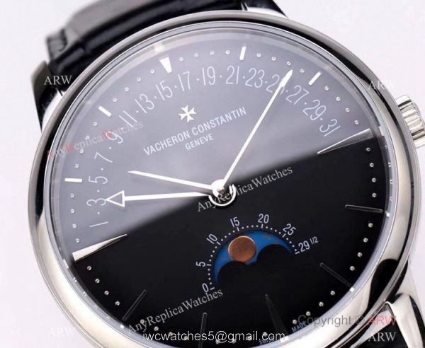 2021 New! Swiss Vacheron Constantin Moon Phase Watch Black Dial with Retrograde Date 2021 New! Swiss Vacheron Constantin Moon Phase Watch Black Dial with Retrograde Date