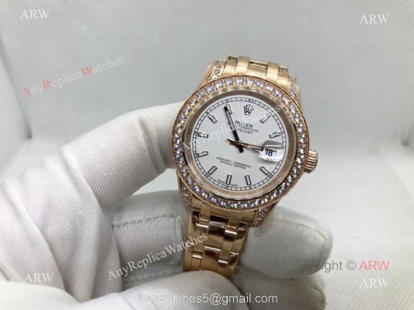 Swiss 2836 Rolex Pearlmaster Rose Gold 34mm Replica Watch Swiss 2836 Rolex Pearlmaster Rose Gold 34mm Replica Watch