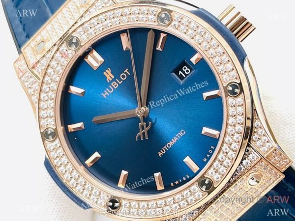 HB V3 version Hublot Classic Fusion Watch Iced Out Rose Gold Blue Dial Super Clone HB V3 version Hublot Classic Fusion Watch Iced Out Rose Gold Blue Dial Super Clone