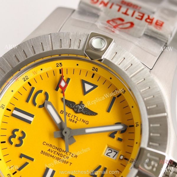 (GF) Swiss Breitling Avenger Automatic 45 Seawolf Men Watch Yellow Dial Asia2824 Movement (GF) Swiss Breitling Avenger Automatic 45 Seawolf Men Watch Yellow Dial Asia2824 Movement