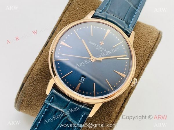 2021 New! MK Factory V4 Vacheron Constantin Patrimony 40mm Watch Rose Gold Blue Dial 2021 New! MK Factory V4 Vacheron Constantin Patrimony 40mm Watch Rose Gold Blue Dial