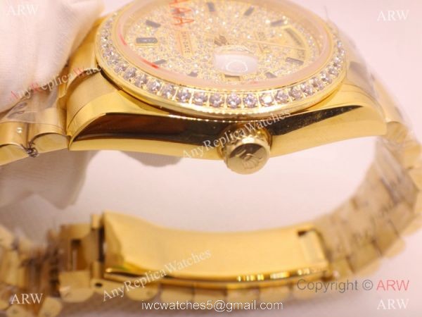 Iced Out Rolex Day-Date Presidential Yellow Gold Watch 36mm Iced Out Rolex Day-Date Presidential Yellow Gold Watch 36mm