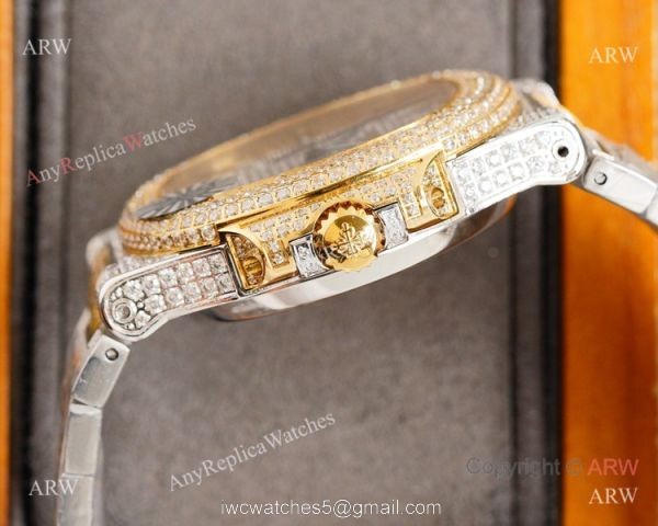 AAA Grade Copy Patek Philippe Nautilus Swiss 9015 Watch 40mm Gold Diamond Dial 2-Tone AAA Grade Copy Patek Philippe Nautilus Swiss 9015 Watch 40mm Gold Diamond Dial 2-Tone