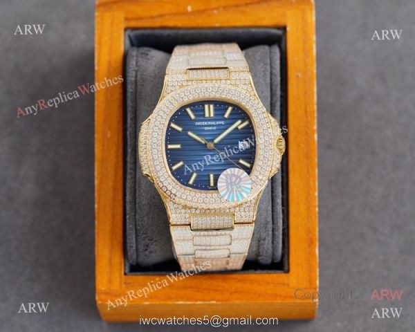 Swiss AAA Replica Patek Philippe Nautilus Iced Out Yellow Gold Watch 40mm 9015 Ultra-thin Movement Swiss AAA Replica Patek Philippe Nautilus Iced Out Yellow Gold Watch 40mm 9015 Ultra-thin Movement