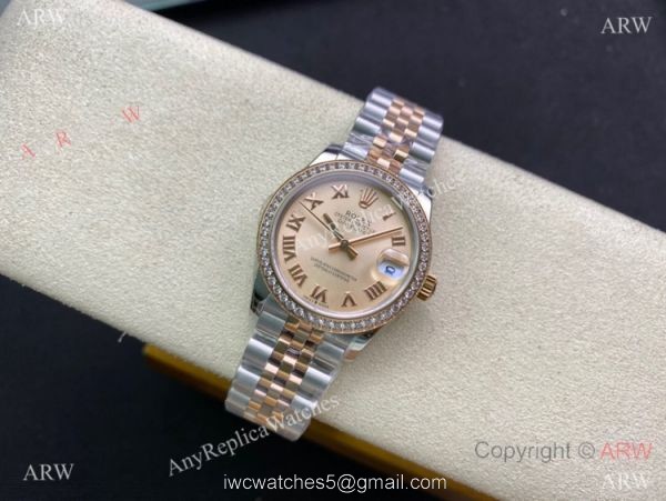 Swiss Clone Rolex Datejust WF 31mm Midsize Watch Two Tone Rose Gold Salmon Dial Swiss Clone Rolex Datejust WF 31mm Midsize Watch Two Tone Rose Gold Salmon Dial