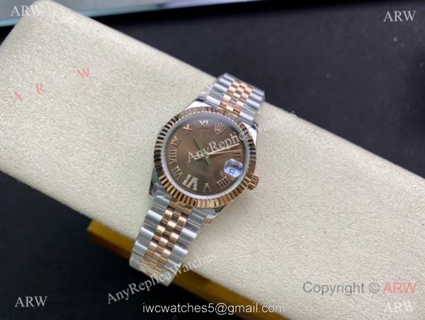 Swiss Clone Rolex Datejust 31mm WF Watch 2-Tone Rose Gold Jubilee Chocolate Dial Swiss Clone Rolex Datejust 31mm WF Watch 2-Tone Rose Gold Jubilee Chocolate Dial