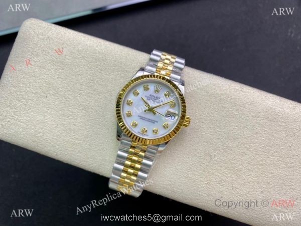 Swiss Copy Rolex Datejust WF 31mm Midsize Watch Two Tone White Mother of Pearl Dial Swiss Copy Rolex Datejust WF 31mm Midsize Watch Two Tone White Mother of Pearl Dial