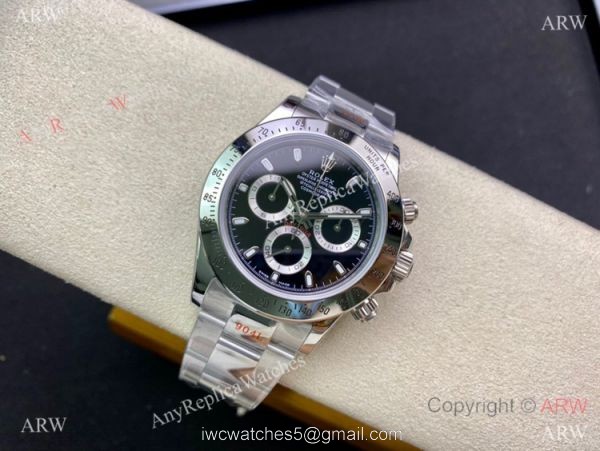 Swiss Copy Rolex Daytona A7750 Chronograph Watch 904L Silver Steel Black Dial Swiss Copy Rolex Daytona A7750 Chronograph Watch 904L Silver Steel Black Dial