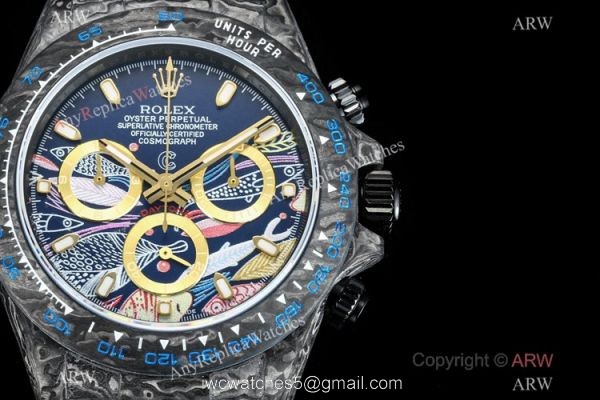 New! TW Factory Rolex Daytona Carbon Motley 7750 Chrongraph Watch Blue Oysterflex Strap New! TW Factory Rolex Daytona Carbon Motley 7750 Chrongraph Watch Blue Oysterflex Strap